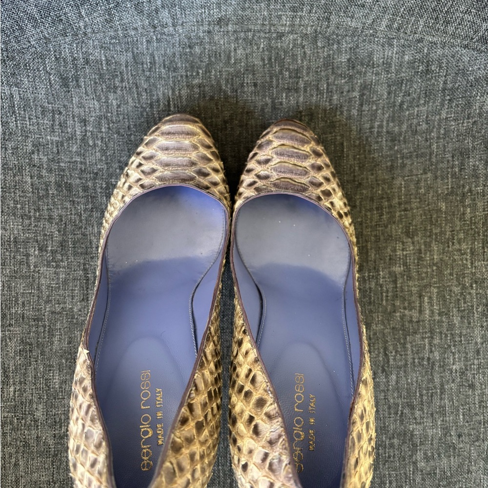 Sergio Rossi Grey Lavender Python Platform Snakes… - image 5